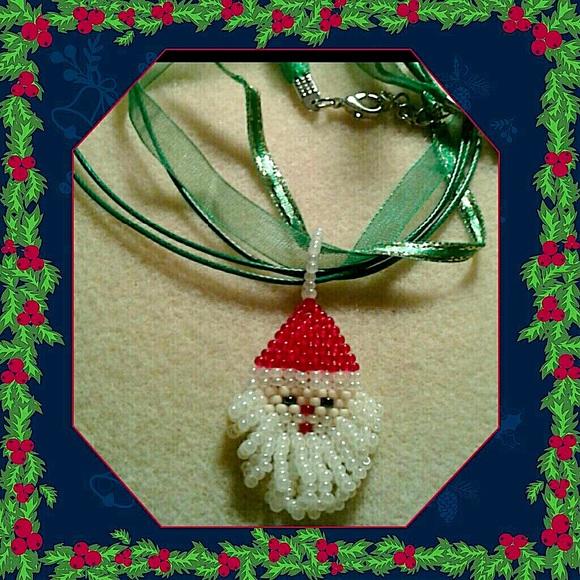 "Santa" beaded pendant/ necklace - Picture 1 of 3